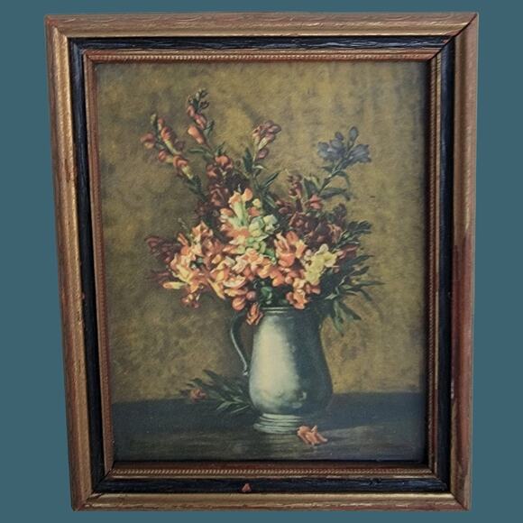 Vintage Miniature Floral Still Life Replica Painting - Picture 1 of 5